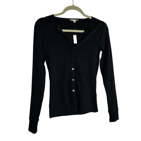 NWT Madewell Black Ribbed Button-Front Cardigan Size XXS - Picture 1 of 6